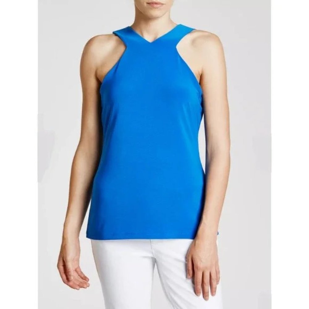 LAUREN RALPH LAUREN Blue Cutaway Jersey Tank | SZ PS